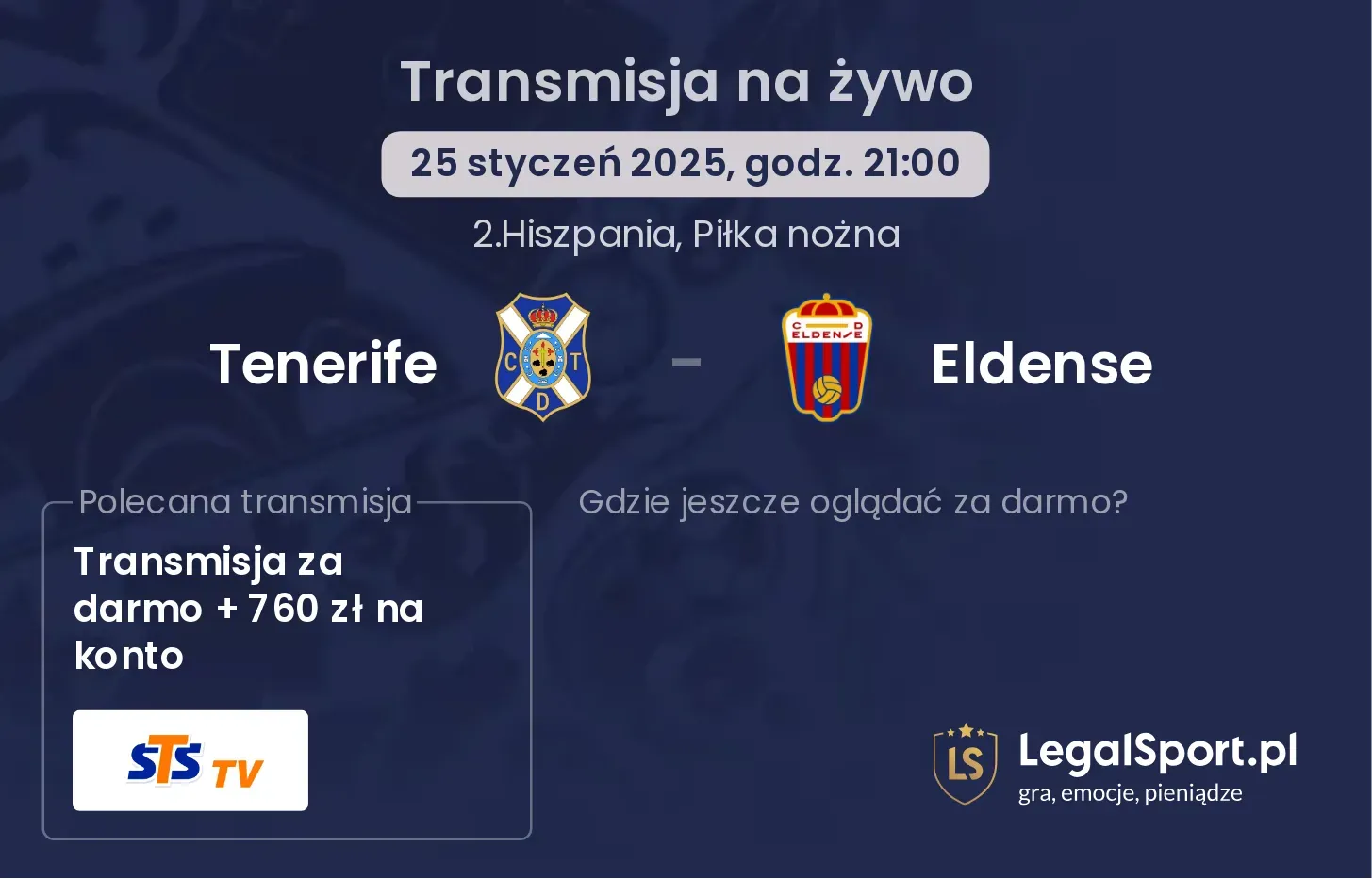 Tenerife - Eldense gdzie oglądać?