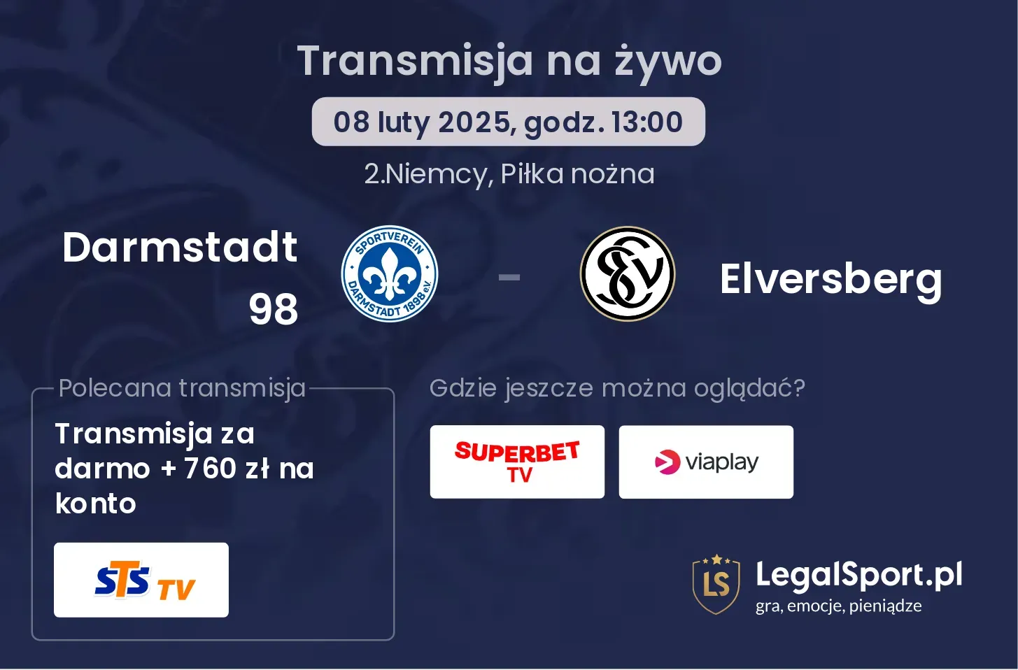Darmstadt 98 - Elversberg gdzie oglądać?