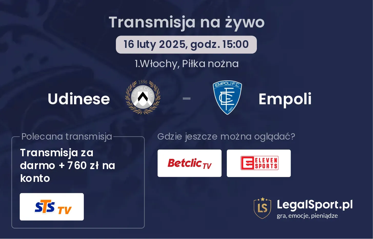 Udinese - Empoli gdzie oglądać?