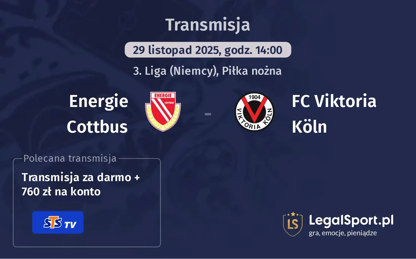 Energie Cottbus - FC Viktoria Köln Transmisje