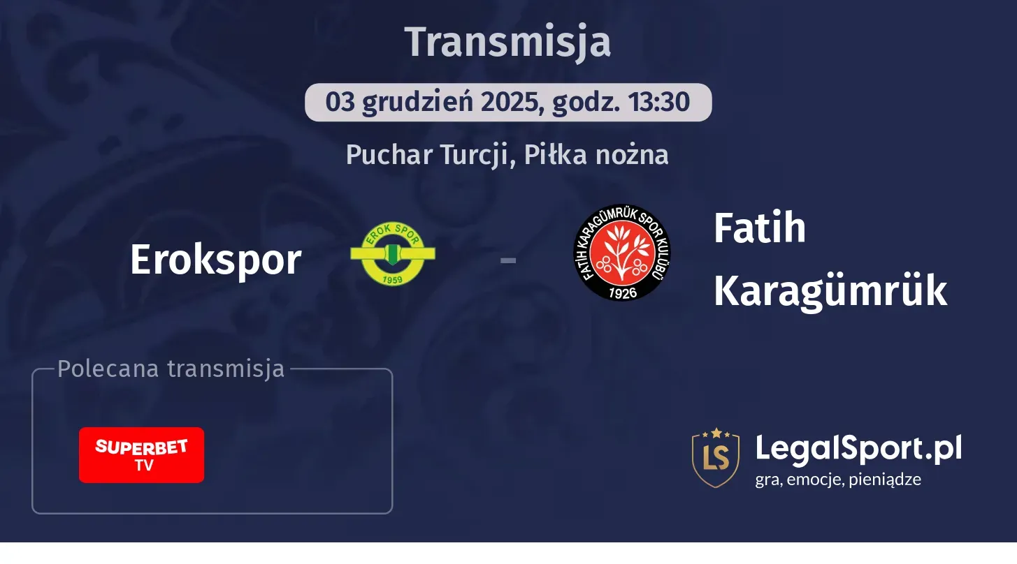 Erokspor - Fatih Karagümrük Transmisje