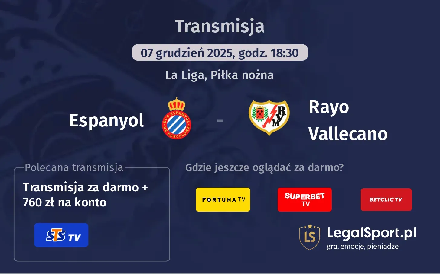 Espanyol - Rayo Vallecano Transmisje