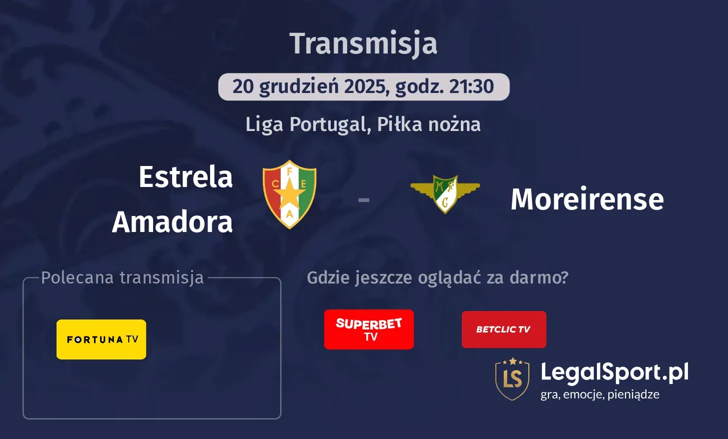 Estrela Amadora - Moreirense Transmisje