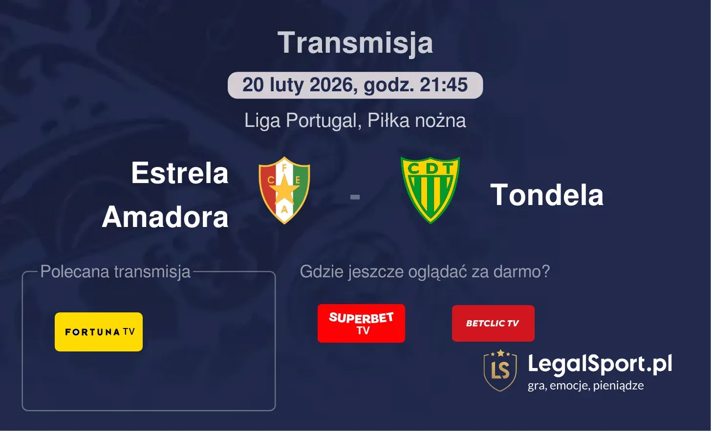 Estrela Amadora - Tondela Transmisje