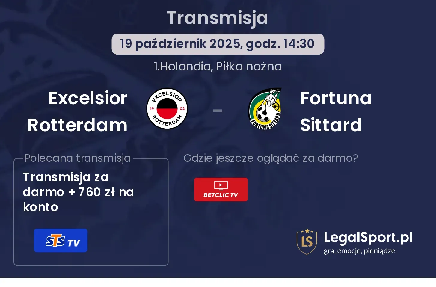 Excelsior Rotterdam - Fortuna Sittard Transmisje