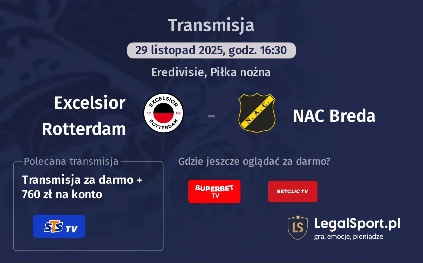 Excelsior Rotterdam - NAC Breda Transmisje