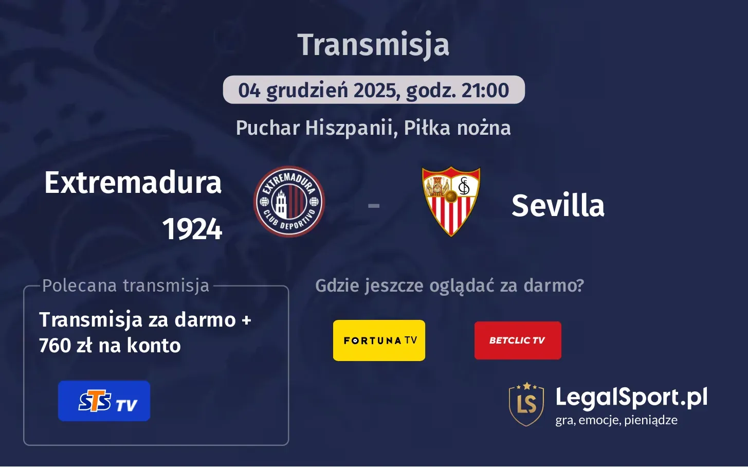 Extremadura 1924 - Sevilla Transmisje