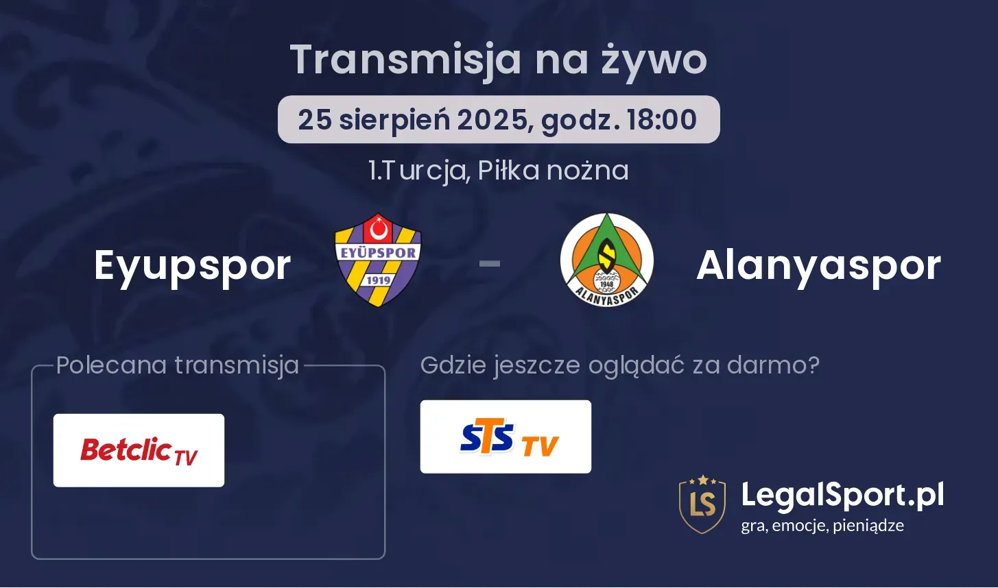 Eyupspor - Alanyaspor transmisja na żywo