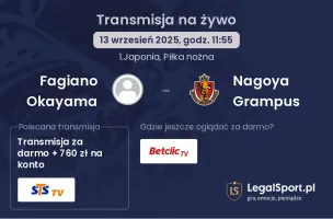 Fagiano Okayama - Nagoya Grampus gdzie oglądać?