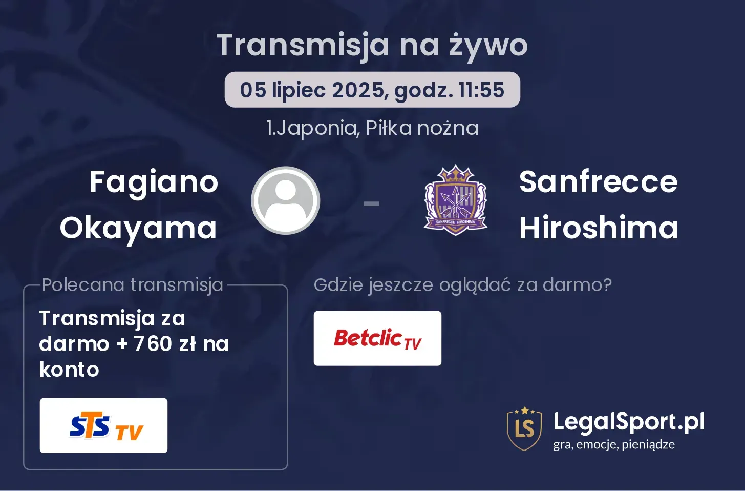 Fagiano Okayama - Sanfrecce Hiroshima gdzie oglądać?