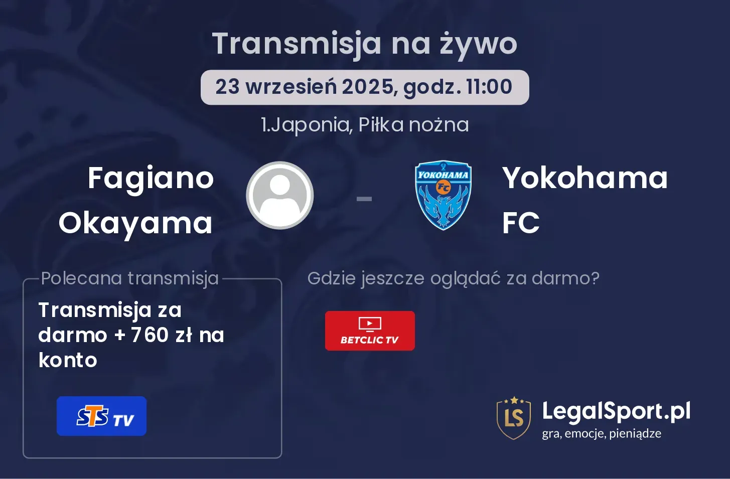 Fagiano Okayama - Yokohama FC gdzie oglądać?