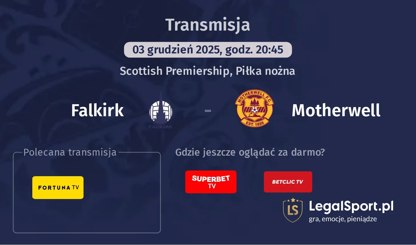 Falkirk - Motherwell Transmisje
