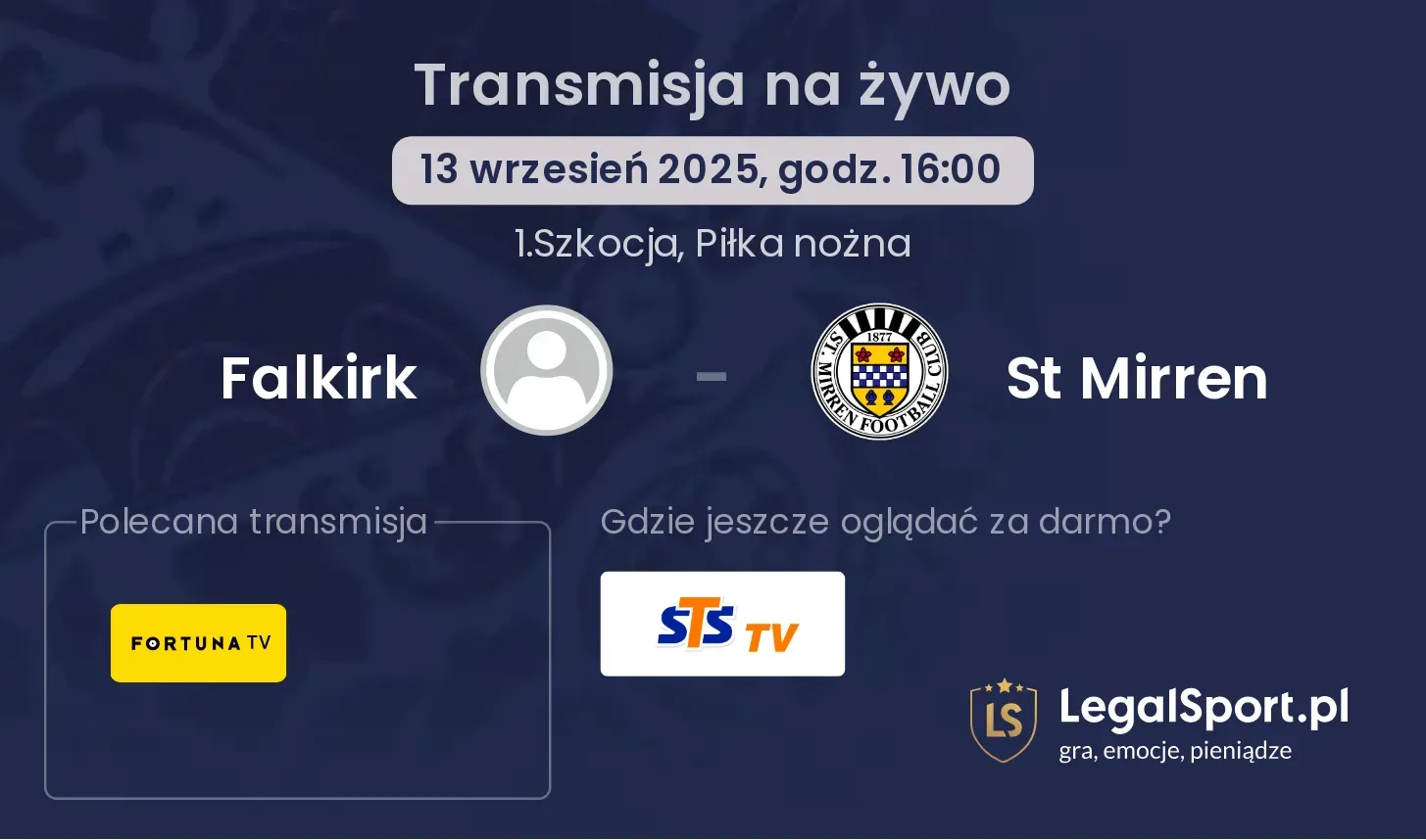 Falkirk - St Mirren gdzie oglądać?