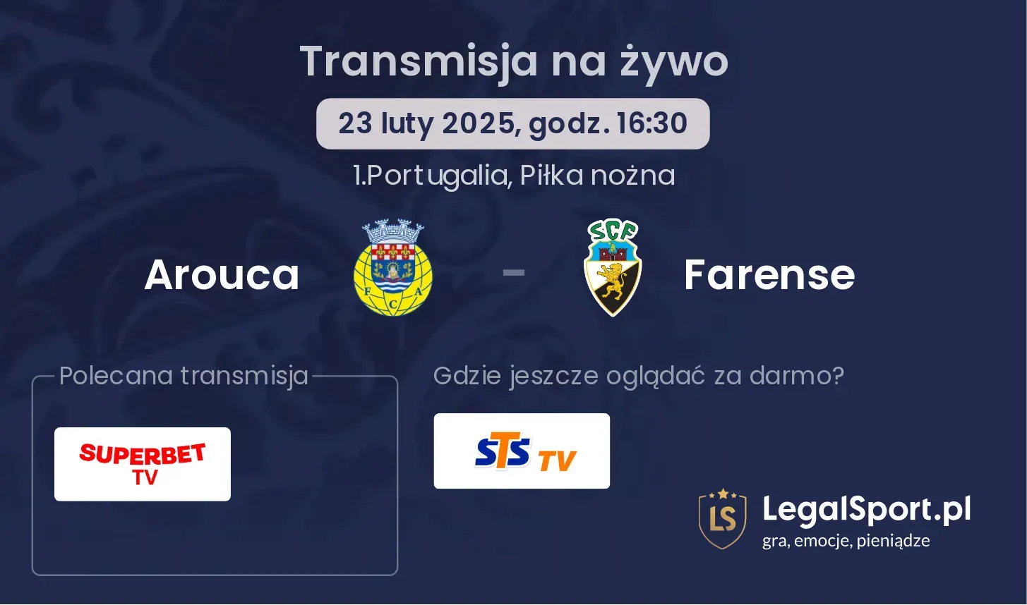 Arouca - Farense gdzie oglądać?