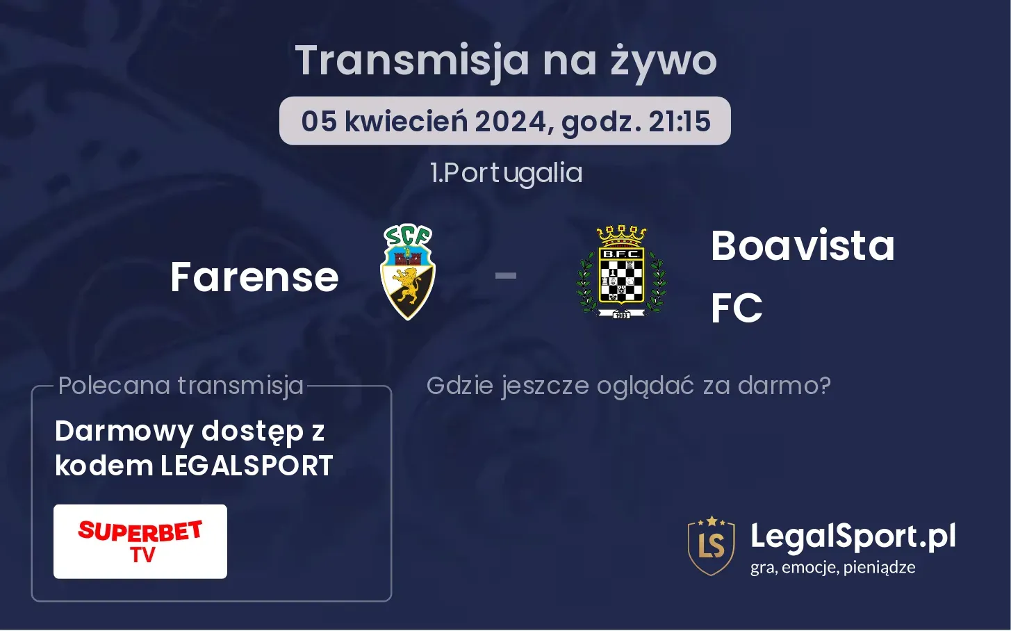 Farense - Boavista FC transmisja na żywo