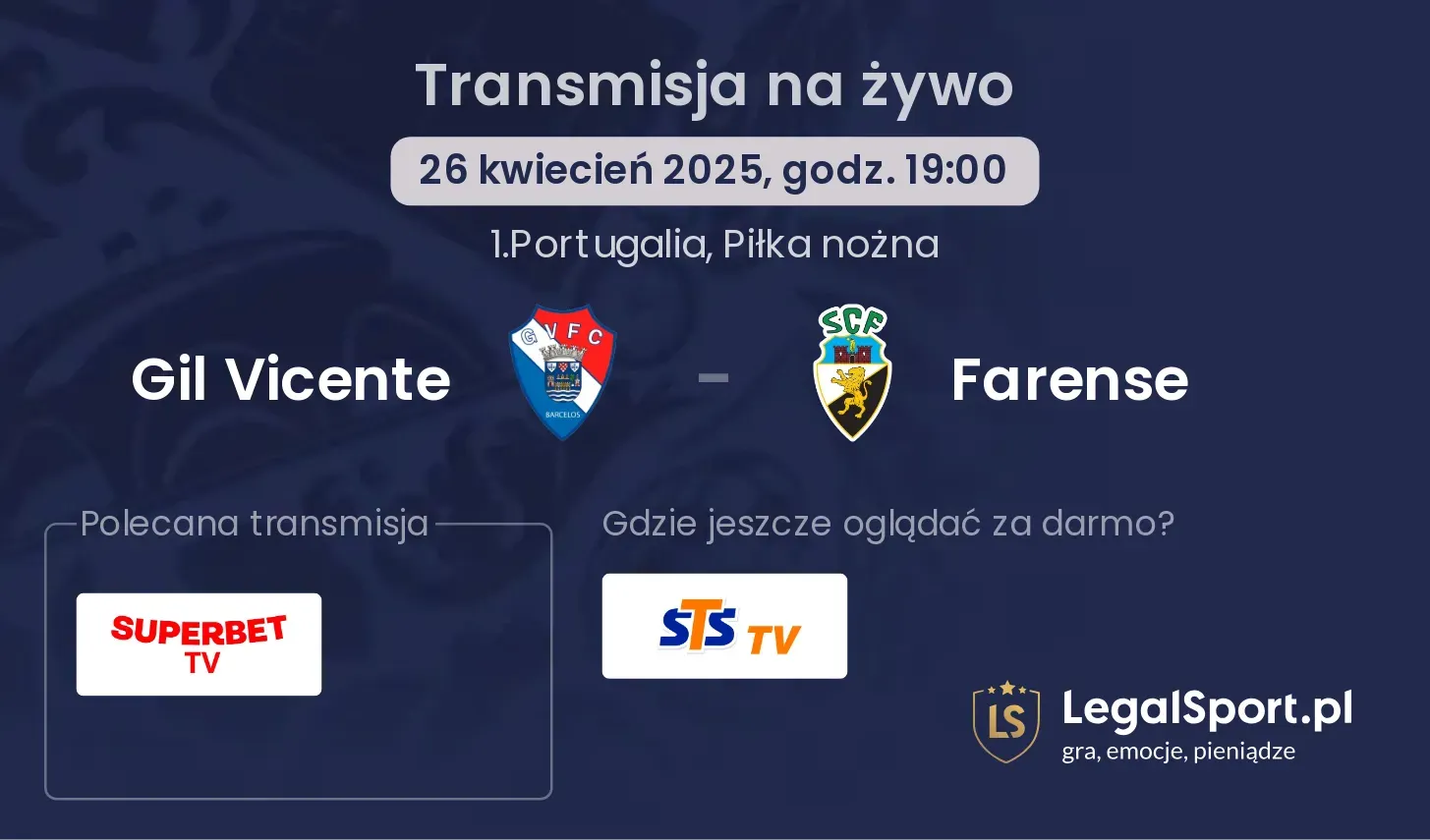 Gil Vicente - Farense gdzie oglądać transmisję?