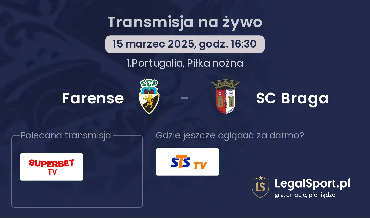 Farense - SC Braga transmisja na żywo