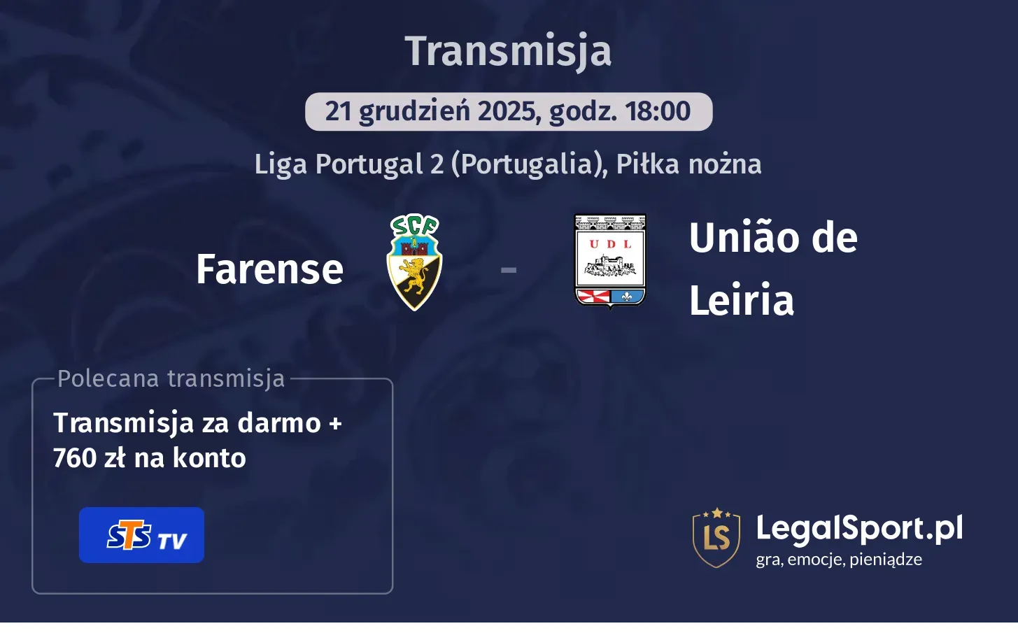 Farense - União de Leiria Transmisje