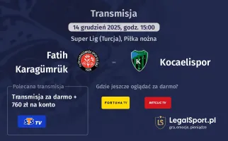Fatih Karagümrük - Kocaelispor gdzie oglądać? (14.12)