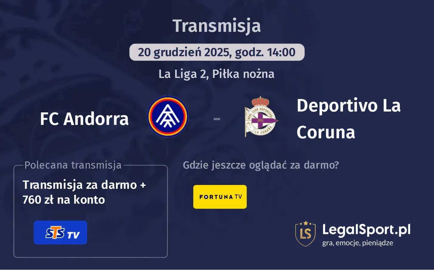 FC Andorra - Deportivo La Coruna Transmisje