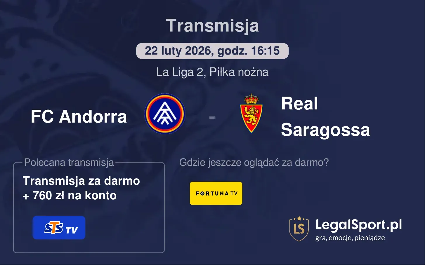 FC Andorra - Real Saragossa Transmisje