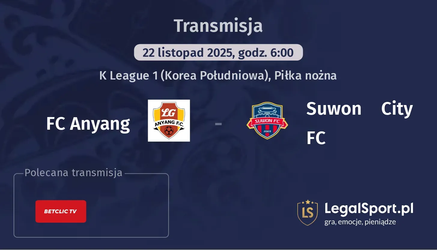 FC Anyang - Suwon City FC Transmisje