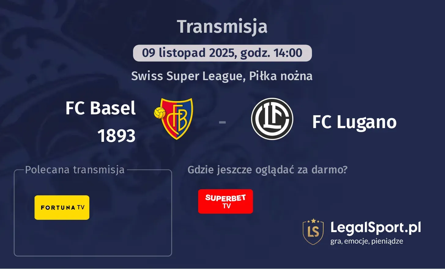 FC Basel 1893 - FC Lugano Transmisje