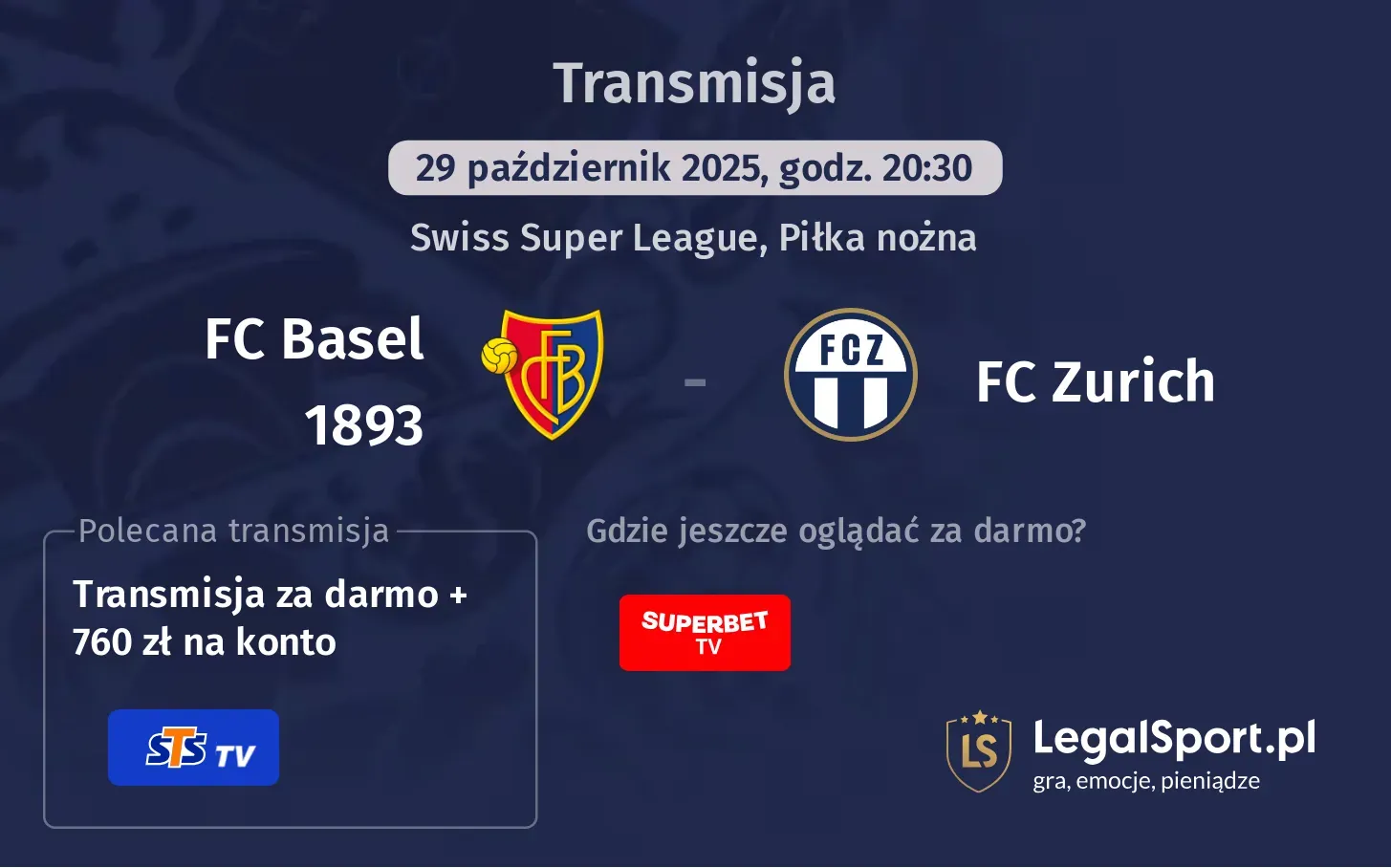 FC Basel 1893 - FC Zurich Transmisje