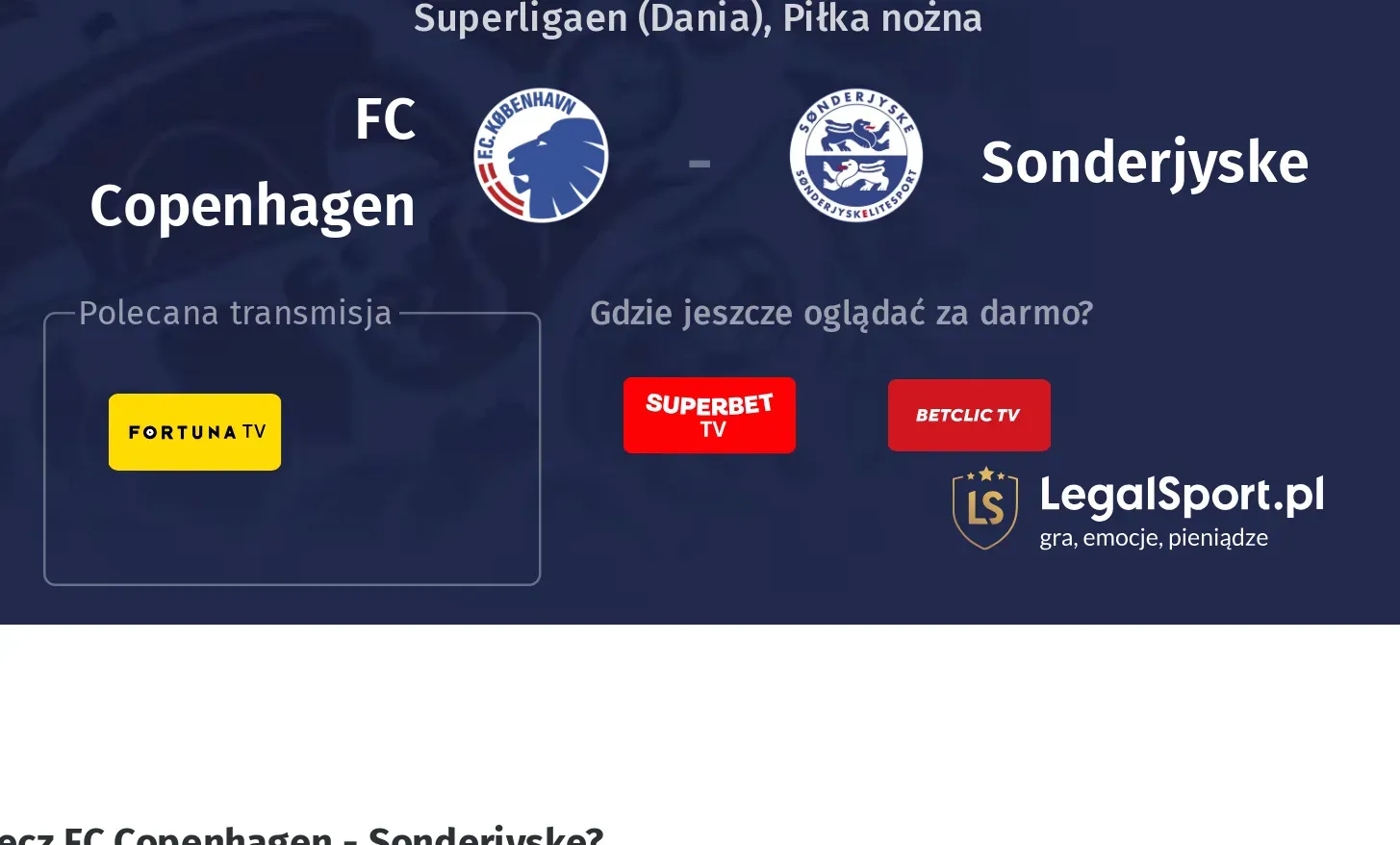 FC Copenhagen - Sonderjyske Transmisje