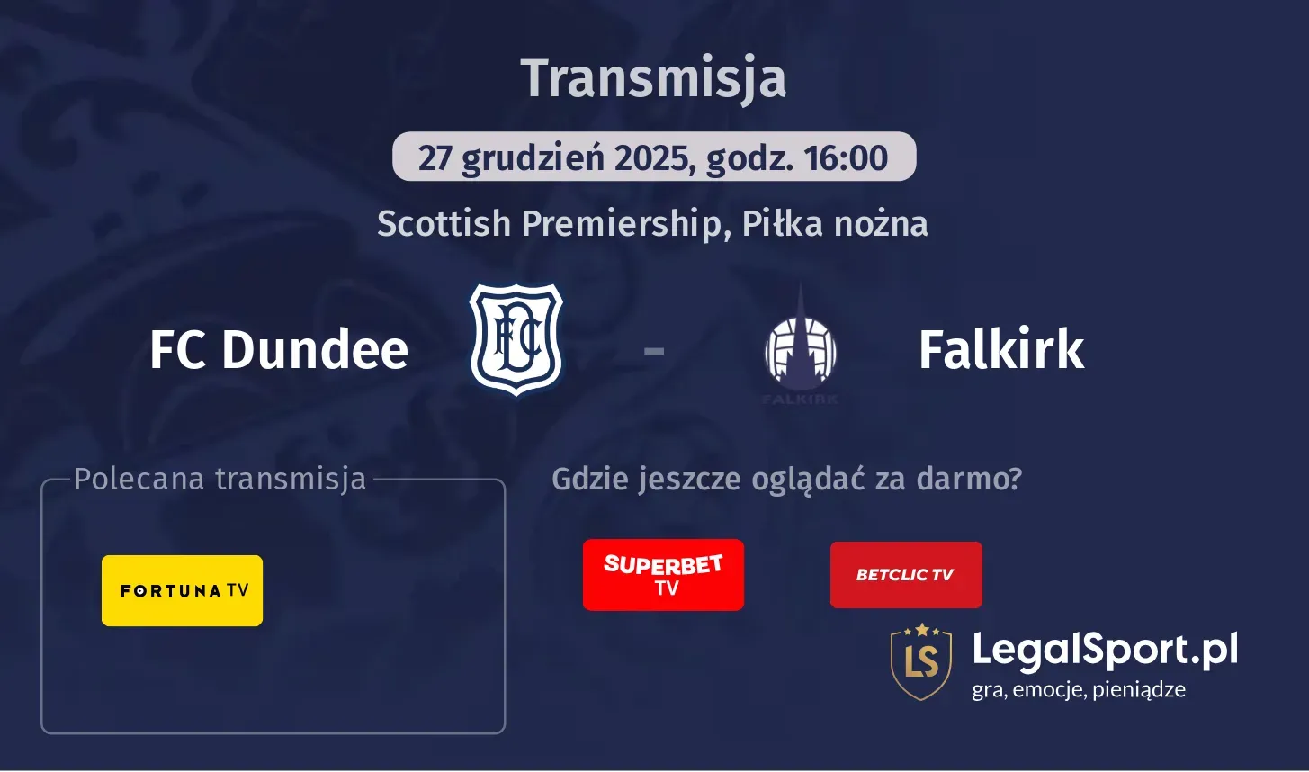FC Dundee - Falkirk Transmisje
