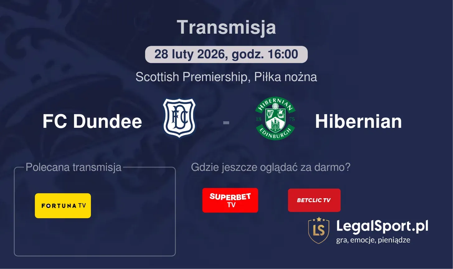 FC Dundee - Hibernian Transmisje