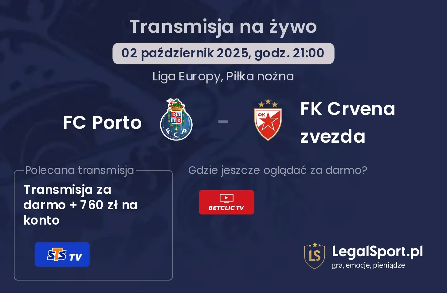 FC Porto - FK Crvena zvezda transmisja na żywo
