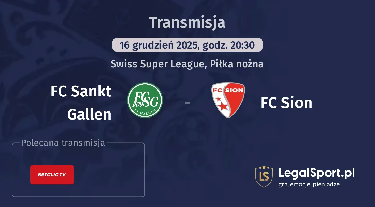 FC Sankt Gallen - FC Sion Transmisje