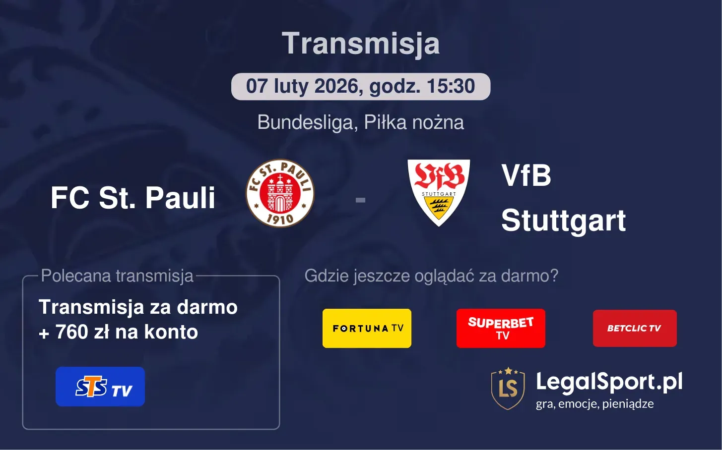 FC St. Pauli - VfB Stuttgart Transmisje