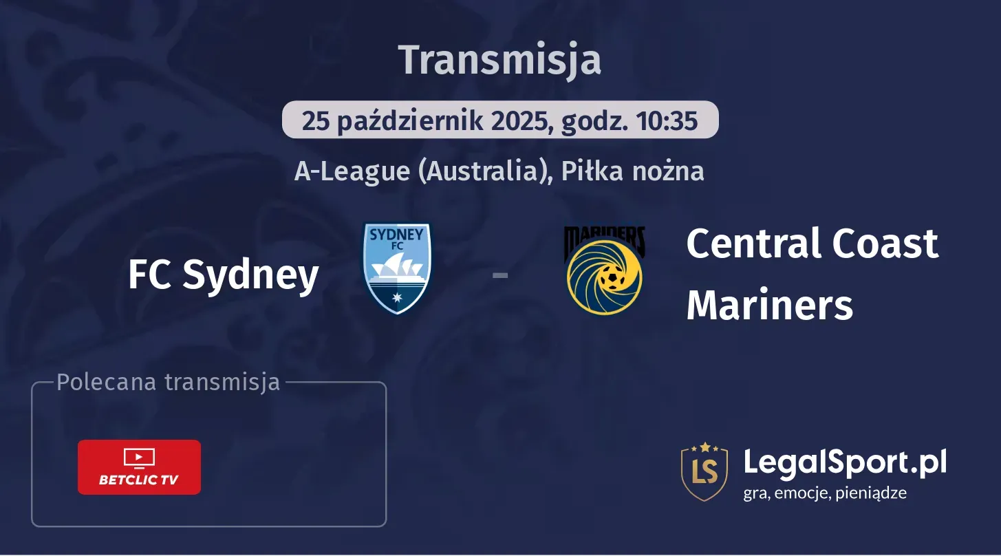 FC Sydney - Central Coast Mariners Transmisje