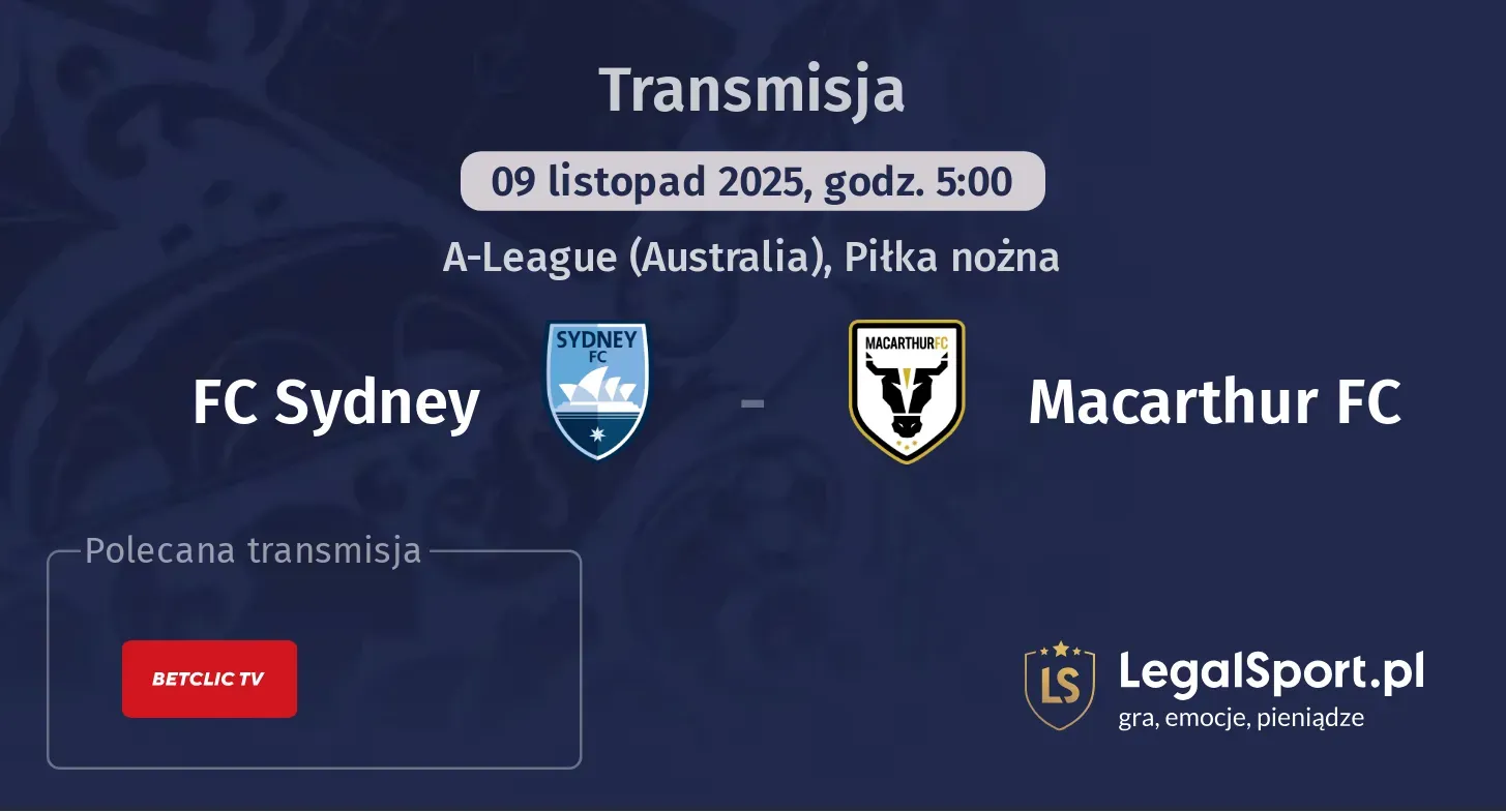 FC Sydney - Macarthur FC Transmisje