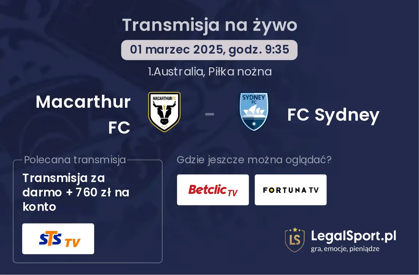 Macarthur FC - FC Sydney gdzie oglądać?