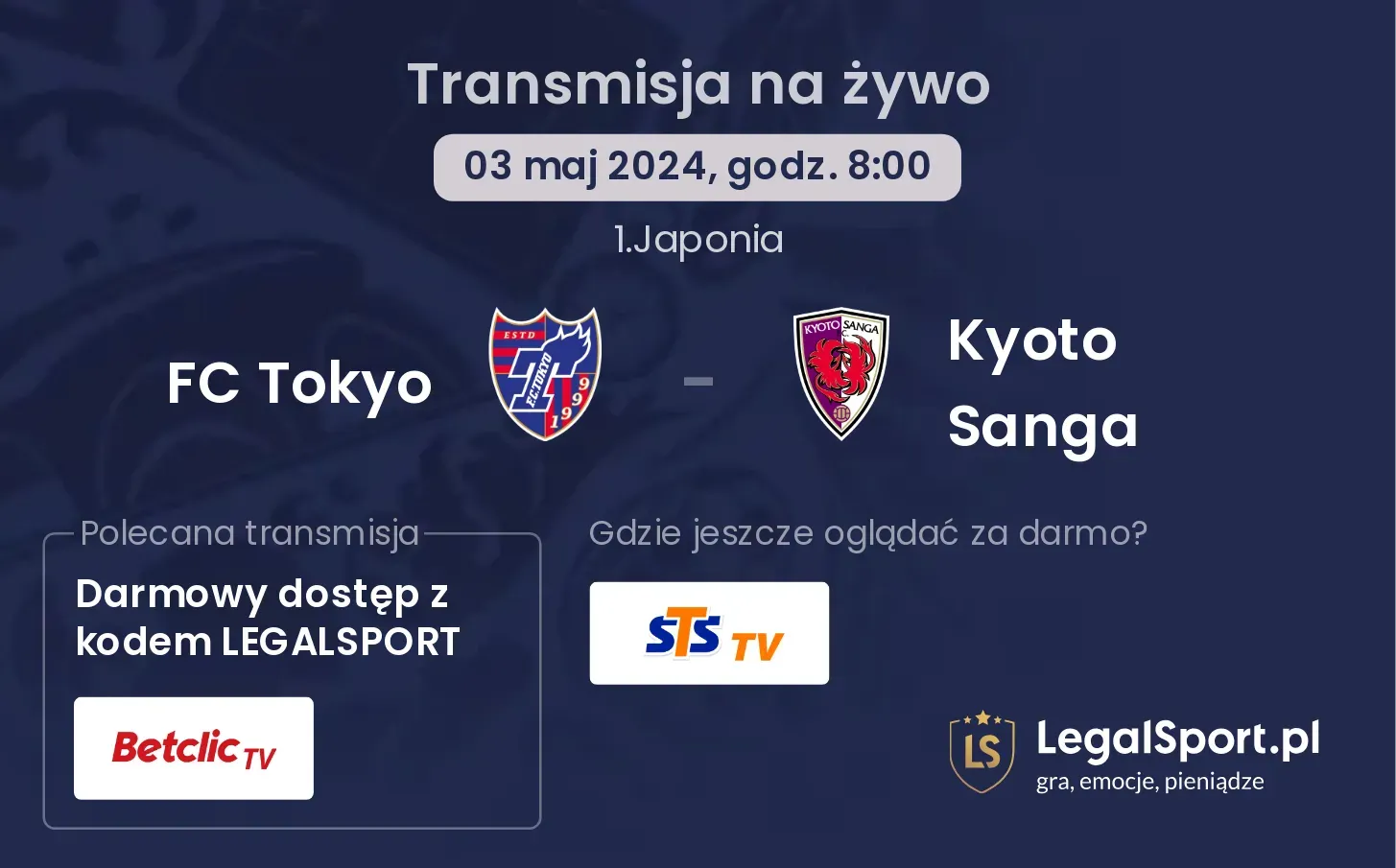 FC Tokyo - Kyoto Sanga transmisja na żywo