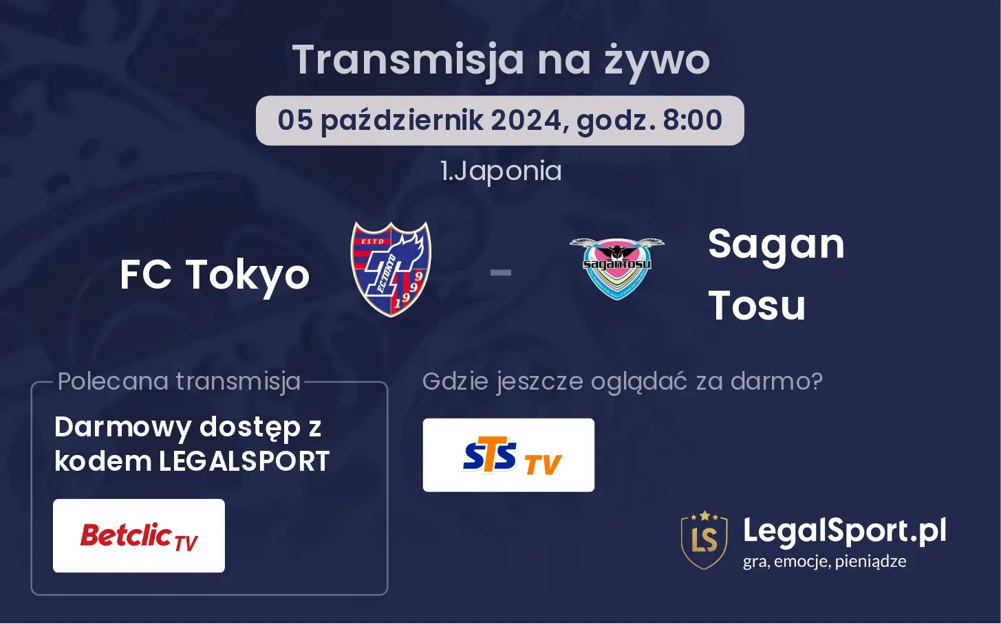 FC Tokyo - Sagan Tosu gdzie oglądać? 05.10, godz. 08:00