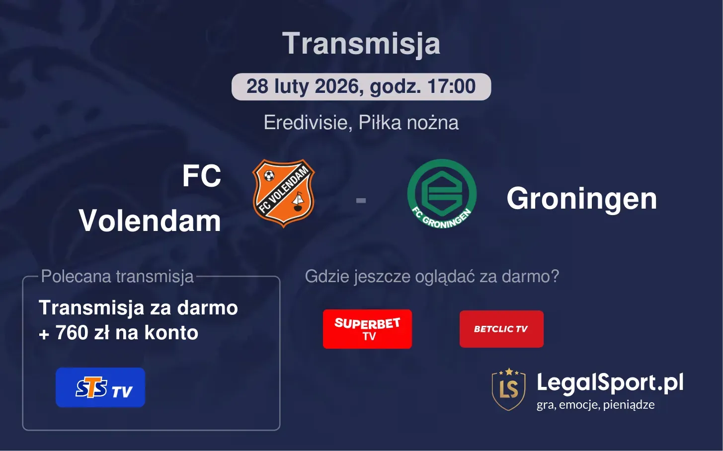 FC Volendam - Groningen Transmisje