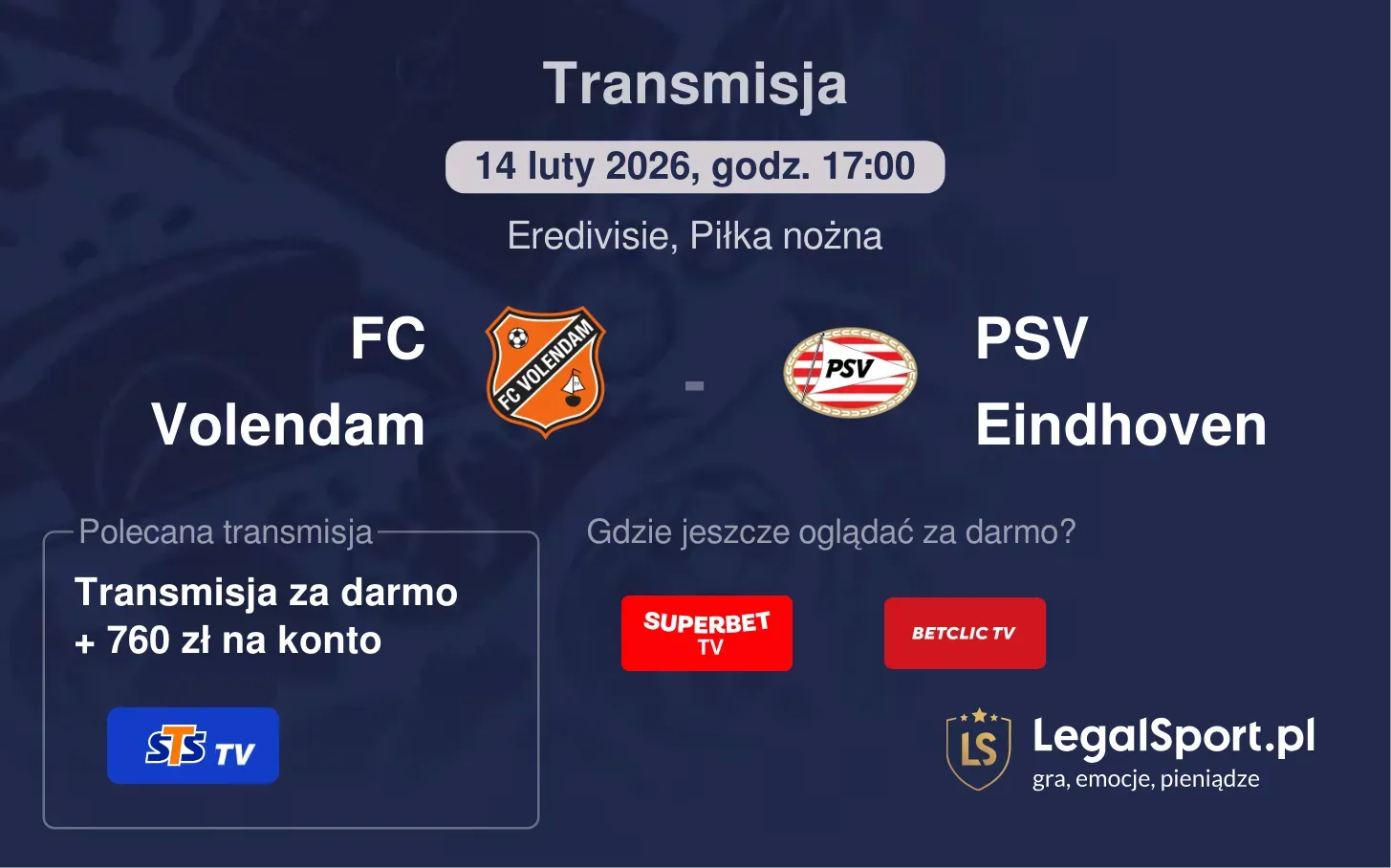 FC Volendam - PSV Eindhoven Transmisje