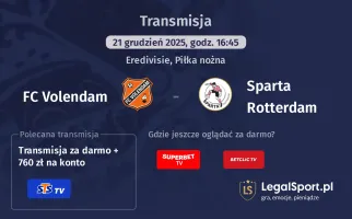 FC Volendam - Sparta Rotterdam gdzie oglądać? (21.12)