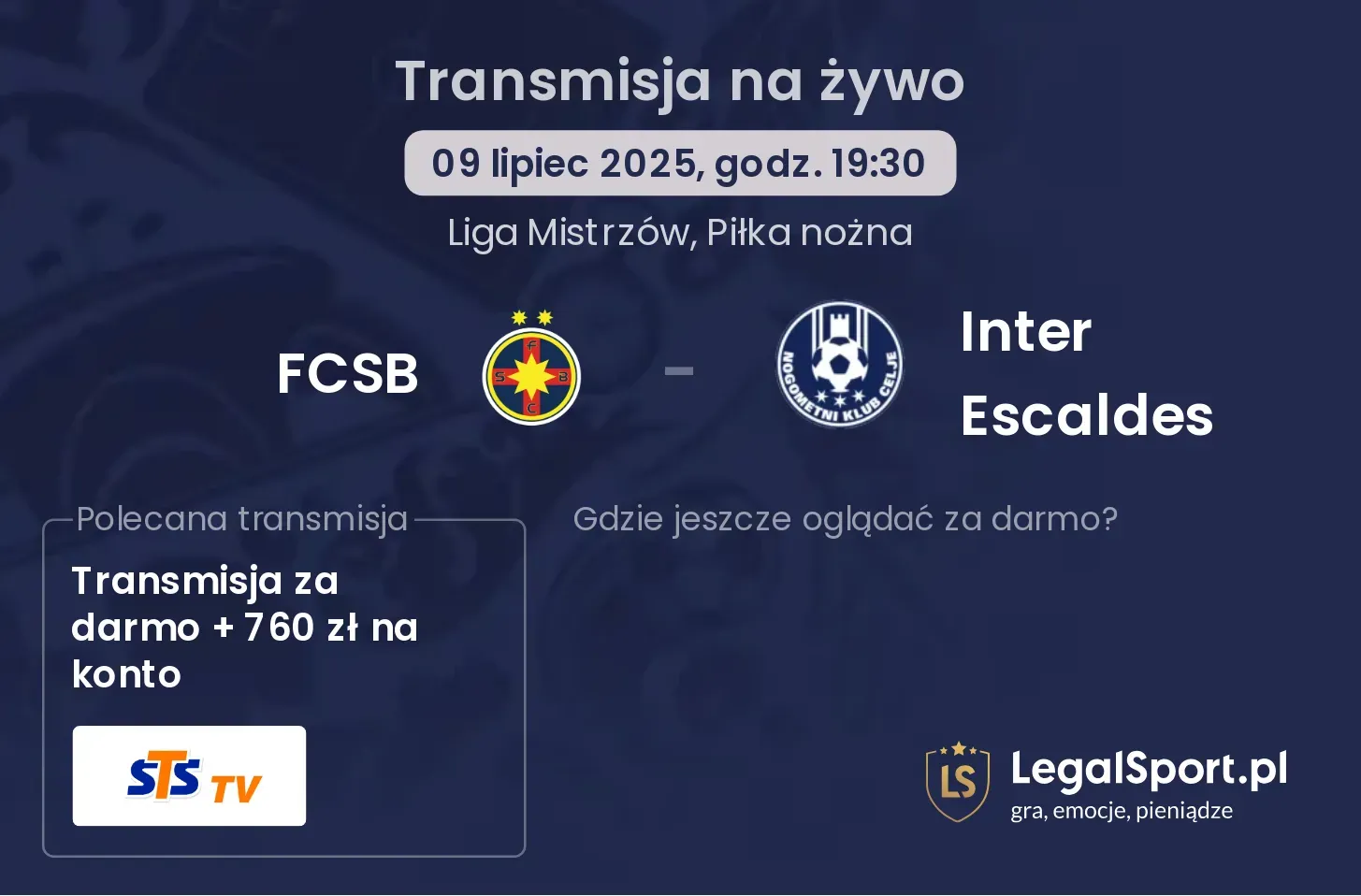 FCSB - Inter Escaldes transmisja na żywo