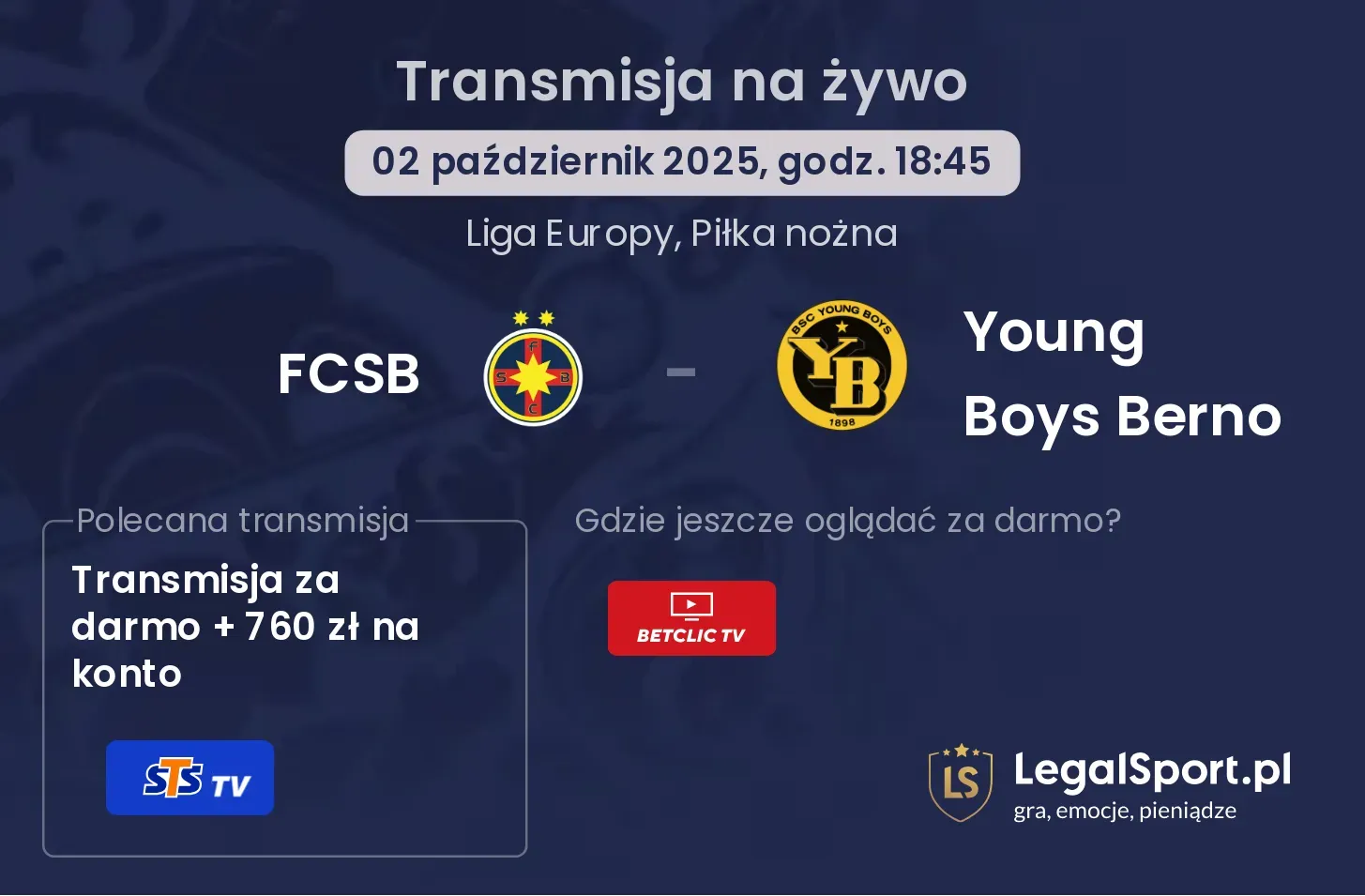 FCSB - Young Boys Berno transmisja na żywo