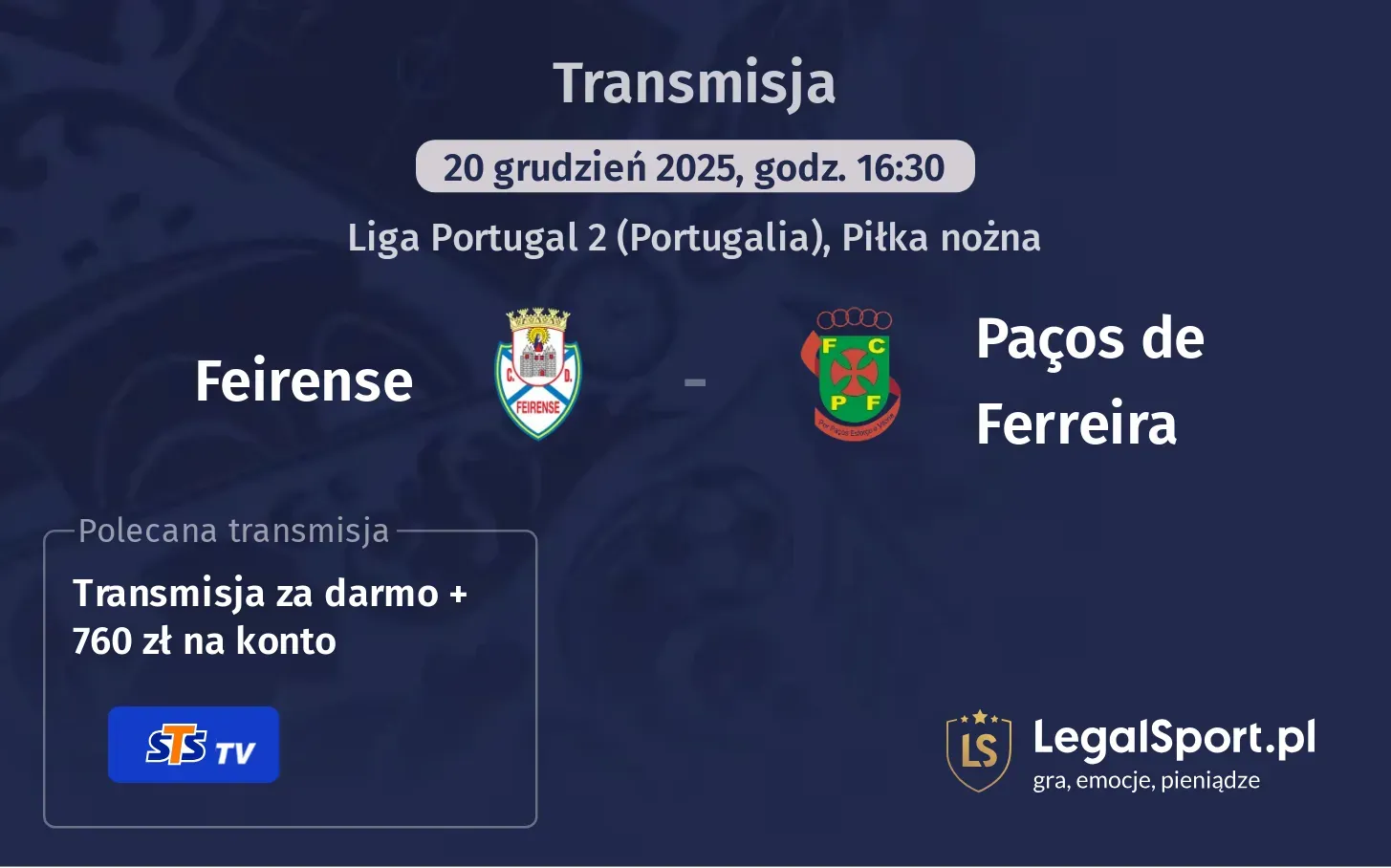 Feirense - Paços de Ferreira Transmisje