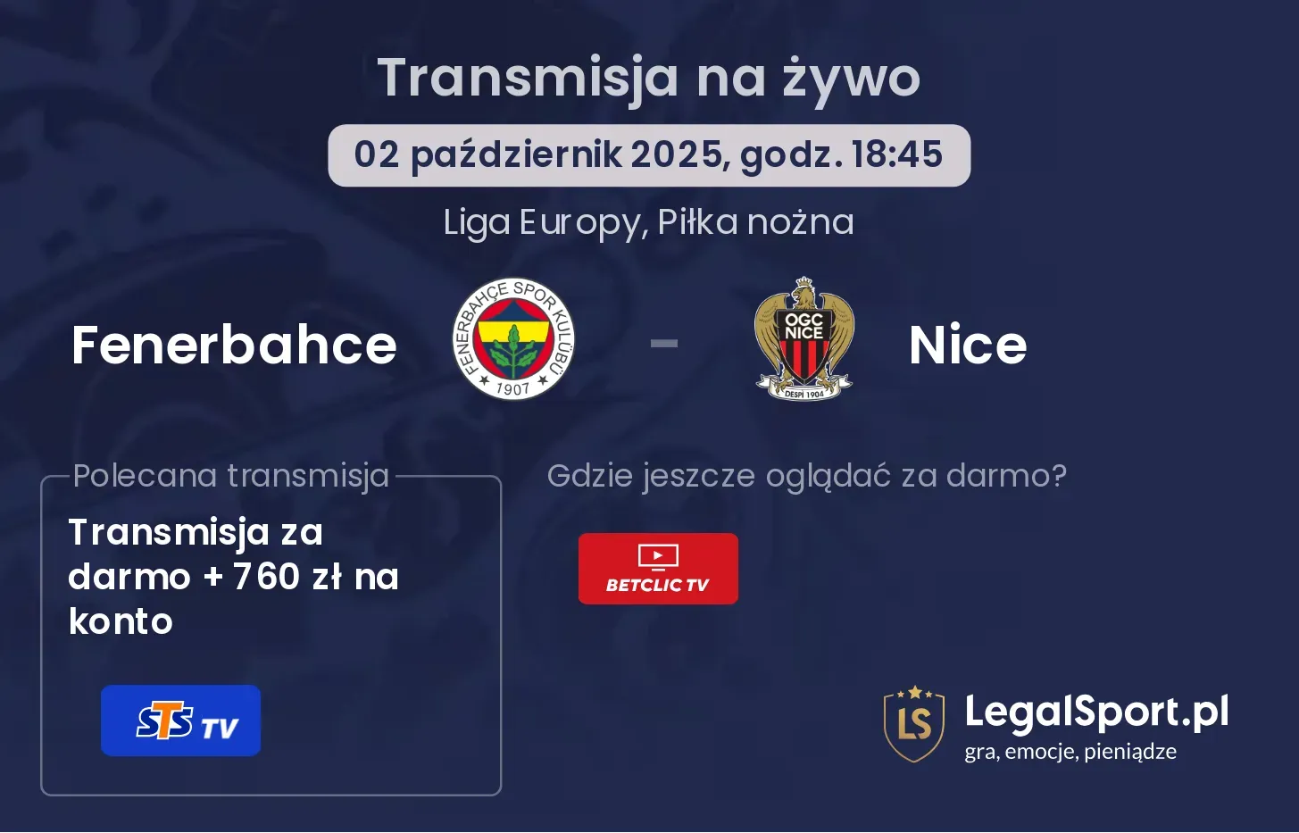 Fenerbahce - Nice transmisja na żywo