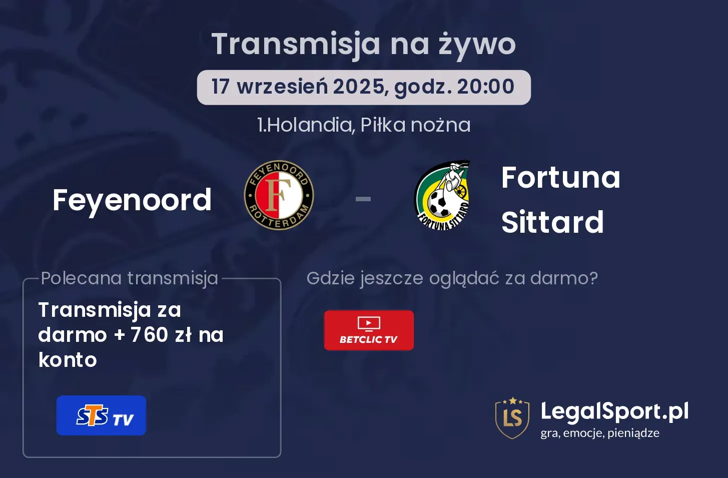 Feyenoord - Fortuna Sittard transmisja na żywo