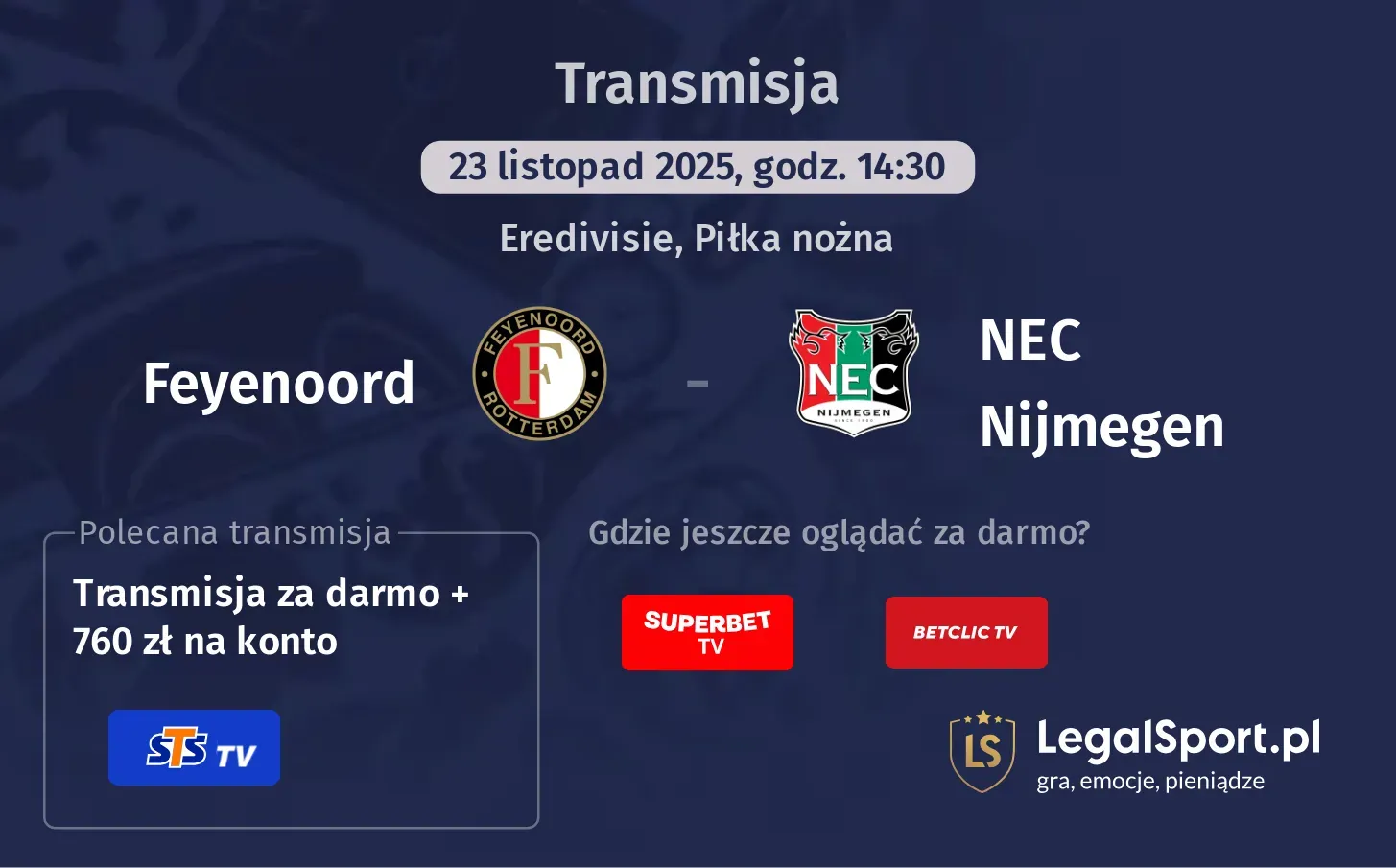 Feyenoord - NEC Nijmegen Transmisje