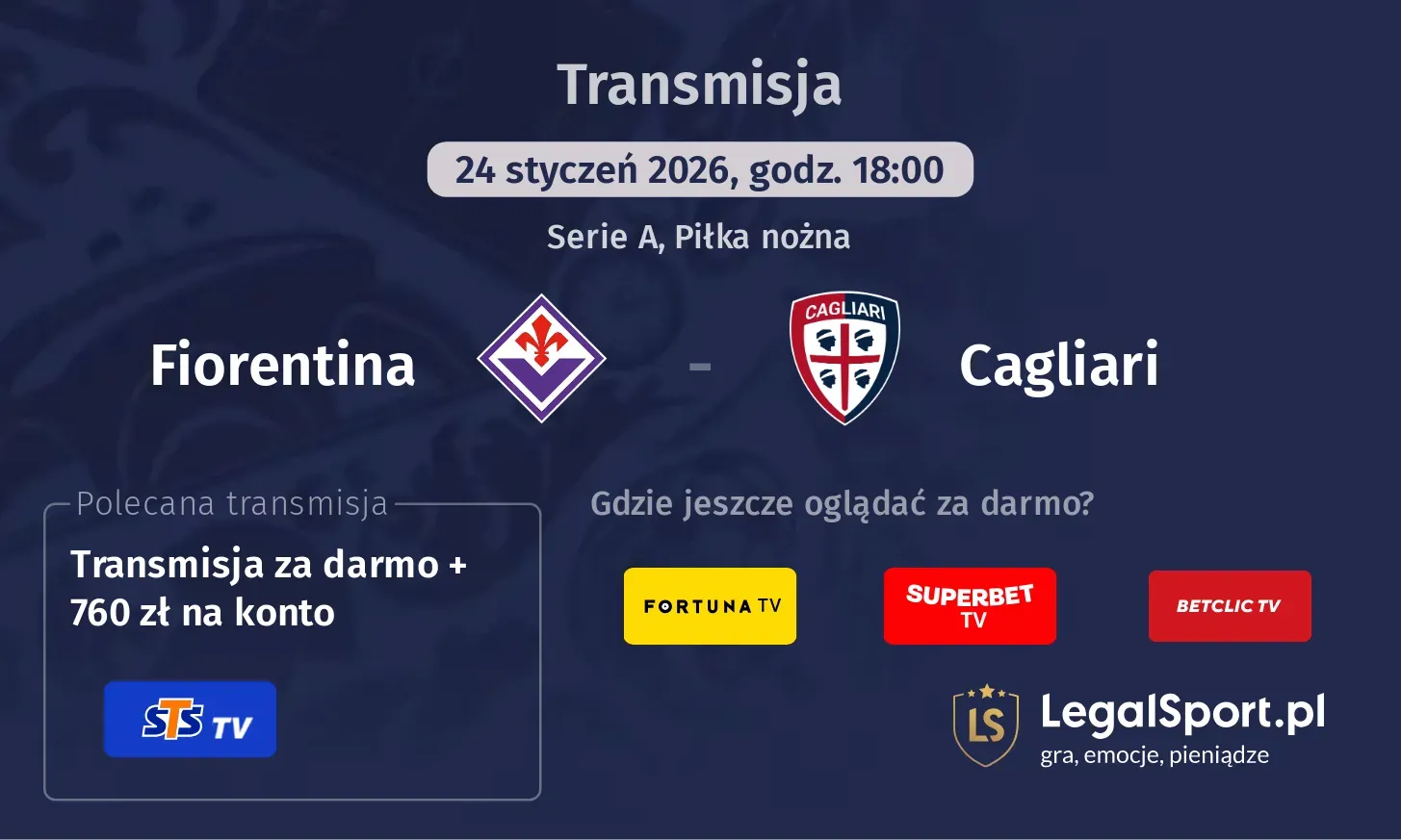 Fiorentina - Cagliari Transmisje