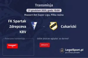 FK Spartak Zdrepceva KRV - Cukaricki gdzie oglądać (21.12.2025)